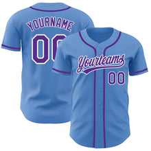Laden Sie das Bild in den Galerie-Viewer, Custom Powder Blue Purple-White Authentic Baseball Jersey
