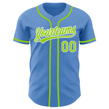 Laden Sie das Bild in den Galerie-Viewer, Custom Powder Blue Neon Green-White Authentic Baseball Jersey
