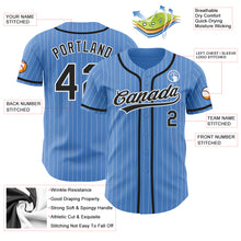 Load image into Gallery viewer, Custom Powder Blue White Pinstripe Black Authentic Baseball Jersey
