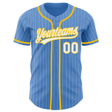 Load image into Gallery viewer, Custom Powder Blue White Pinstripe Yellow Authentic Baseball Jersey
