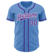 Laden Sie das Bild in den Galerie-Viewer, Custom Powder Blue White Pinstripe Purple Authentic Baseball Jersey
