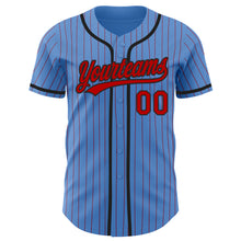 Laden Sie das Bild in den Galerie-Viewer, Custom Powder Blue Red Pinstripe Black Authentic Baseball Jersey
