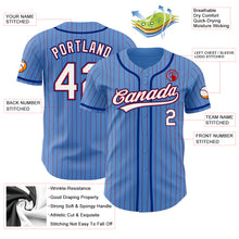Load image into Gallery viewer, Custom Powder Blue Red Pinstripe White-Royal Authentic Baseball Jersey
