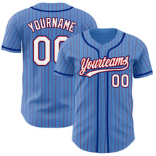 Load image into Gallery viewer, Custom Powder Blue Red Pinstripe White-Royal Authentic Baseball Jersey
