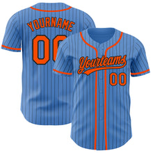 Load image into Gallery viewer, Custom Powder Blue Black Pinstripe Orange Authentic Baseball Jersey
