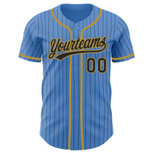 Laden Sie das Bild in den Galerie-Viewer, Custom Powder Blue Black Pinstripe Old Gold Authentic Baseball Jersey

