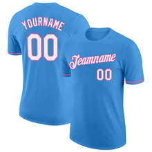 Load image into Gallery viewer, Custom Powder Blue White-Pink Performance T-Shirt
