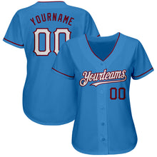 Load image into Gallery viewer, Custom Powder Blue White-Crimson Authentic Baseball Jersey
