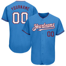 Load image into Gallery viewer, Custom Powder Blue White-Crimson Authentic Baseball Jersey

