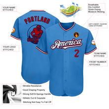 Load image into Gallery viewer, Custom Powder Blue Red-Navy Pinstripe Red Authentic Baseball Jersey
