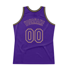 Load image into Gallery viewer, Custom Purple Purple-Old Gold Authentic Throwback Basketball Jersey
