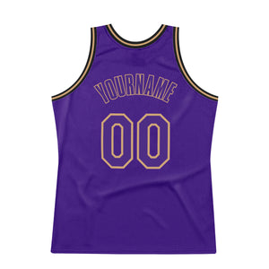 Custom Purple Purple-Old Gold Authentic Throwback Basketball Jersey