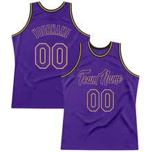 Load image into Gallery viewer, Custom Purple Purple-Old Gold Authentic Throwback Basketball Jersey
