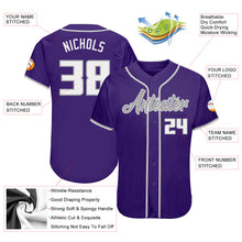 Load image into Gallery viewer, Custom Purple White-Gray Authentic Baseball Jersey
