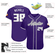 Laden Sie das Bild in den Galerie-Viewer, Custom Purple White-Gray Authentic Baseball Jersey
