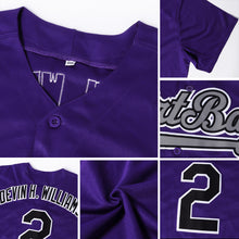 Laden Sie das Bild in den Galerie-Viewer, Custom Purple White-Gray Authentic Baseball Jersey
