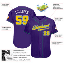 Laden Sie das Bild in den Galerie-Viewer, Custom Purple Gold-Kelly Green Authentic Baseball Jersey
