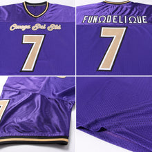 Load image into Gallery viewer, Custom Purple Old Gold-Black Mesh Authentic Throwback Football Jersey
