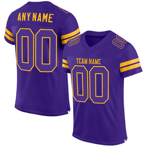 Custom Purple Purple-Gold Mesh Authentic Football Jersey