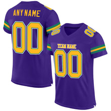 Load image into Gallery viewer, Custom Purple Gold-Kelly Green Mesh Authentic Football Jersey
