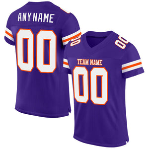 Custom Purple White-Orange Mesh Authentic Football Jersey