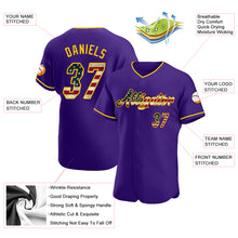 Laden Sie das Bild in den Galerie-Viewer, Custom Purple Vintage USA Flag-Gold Authentic Baseball Jersey
