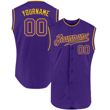 Load image into Gallery viewer, Custom Purple Purple-Gold Authentic Sleeveless Baseball Jersey
