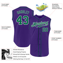 Load image into Gallery viewer, Custom Purple Kelly Green-White Authentic Sleeveless Baseball Jersey
