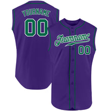 Load image into Gallery viewer, Custom Purple Kelly Green-White Authentic Sleeveless Baseball Jersey

