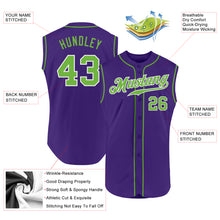 Laden Sie das Bild in den Galerie-Viewer, Custom Purple Neon Green-White Authentic Sleeveless Baseball Jersey
