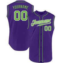 Laden Sie das Bild in den Galerie-Viewer, Custom Purple Neon Green-White Authentic Sleeveless Baseball Jersey
