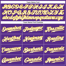 Load image into Gallery viewer, Custom Purple White-Gold Authentic Sleeveless Baseball Jersey
