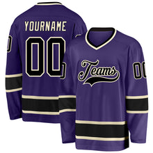 Загрузить изображение в средство просмотра галереи, Custom Purple Black-Cream Hockey Jersey
