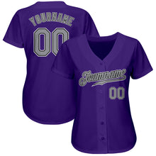 Laden Sie das Bild in den Galerie-Viewer, Custom Purple Gray-Black Authentic Baseball Jersey
