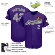 Laden Sie das Bild in den Galerie-Viewer, Custom Purple Gray-Black Authentic Baseball Jersey
