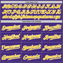 Laden Sie das Bild in den Galerie-Viewer, Custom Purple White Pinstripe Gold-White Authentic Baseball Jersey
