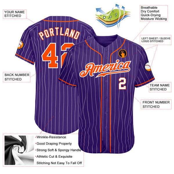 Cheap Custom Purple White-Orange Authentic Baseball Jersey Free Shipping –  CustomJerseysPro