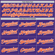 Laden Sie das Bild in den Galerie-Viewer, Custom Purple White Pinstripe Orange-White Authentic Baseball Jersey
