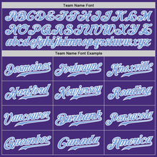 Laden Sie das Bild in den Galerie-Viewer, Custom Purple White Pinstripe Light Blue-White Authentic Baseball Jersey
