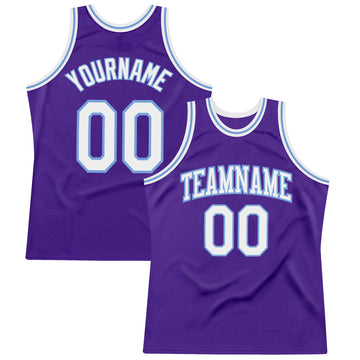 Custom Purple White-Light Blue Authentic Throwback Basketball Jersey