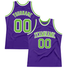 Laden Sie das Bild in den Galerie-Viewer, Custom Purple Neon Green-White Authentic Throwback Basketball Jersey
