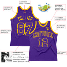 Load image into Gallery viewer, Custom Purple Purple-Gold Authentic Throwback Basketball Jersey
