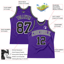 Load image into Gallery viewer, Custom Purple Black-White Authentic Throwback Basketball Jersey
