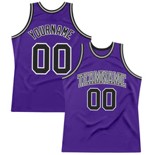 Laden Sie das Bild in den Galerie-Viewer, Custom Purple Black-White Authentic Throwback Basketball Jersey

