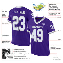 Laden Sie das Bild in den Galerie-Viewer, Custom Purple White-Gray Mesh Authentic Throwback Football Jersey
