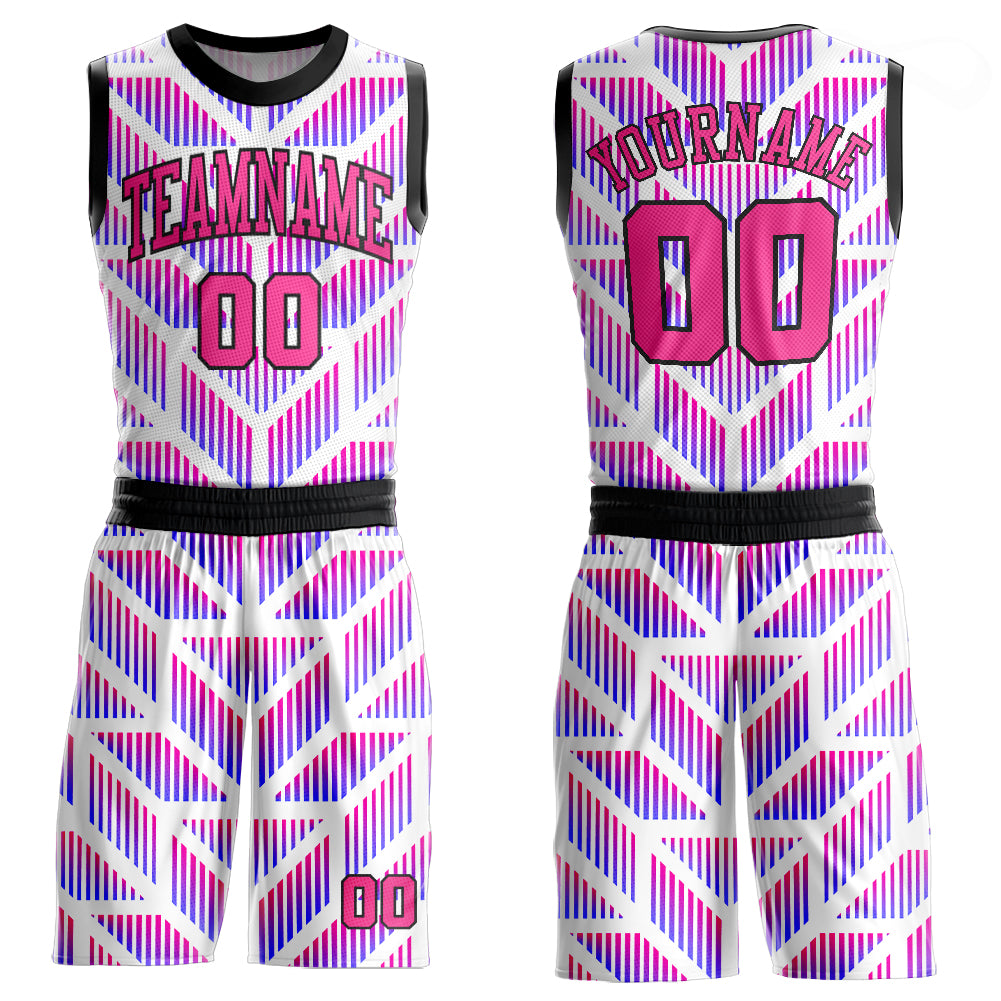 Cheap Custom Pink Light Blue Black-White Round Neck Sublimation Basketball  Suit Jersey Free Shipping – CustomJerseysPro
