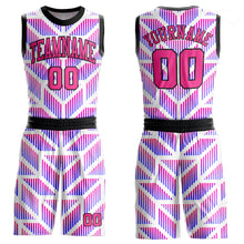 Load image into Gallery viewer, Custom Purple Pink-Black Round Neck Sublimation Basketball Suit Jersey
