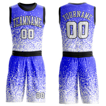 Custom Purple White-Black Round Neck Sublimation Basketball Suit Jersey