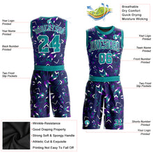 Laden Sie das Bild in den Galerie-Viewer, Custom Purple Aqua-White Music Festival Round Neck Sublimation Basketball Suit Jersey
