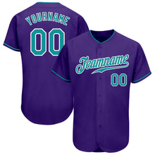Laden Sie das Bild in den Galerie-Viewer, Custom Purple Teal-White Authentic Baseball Jersey
